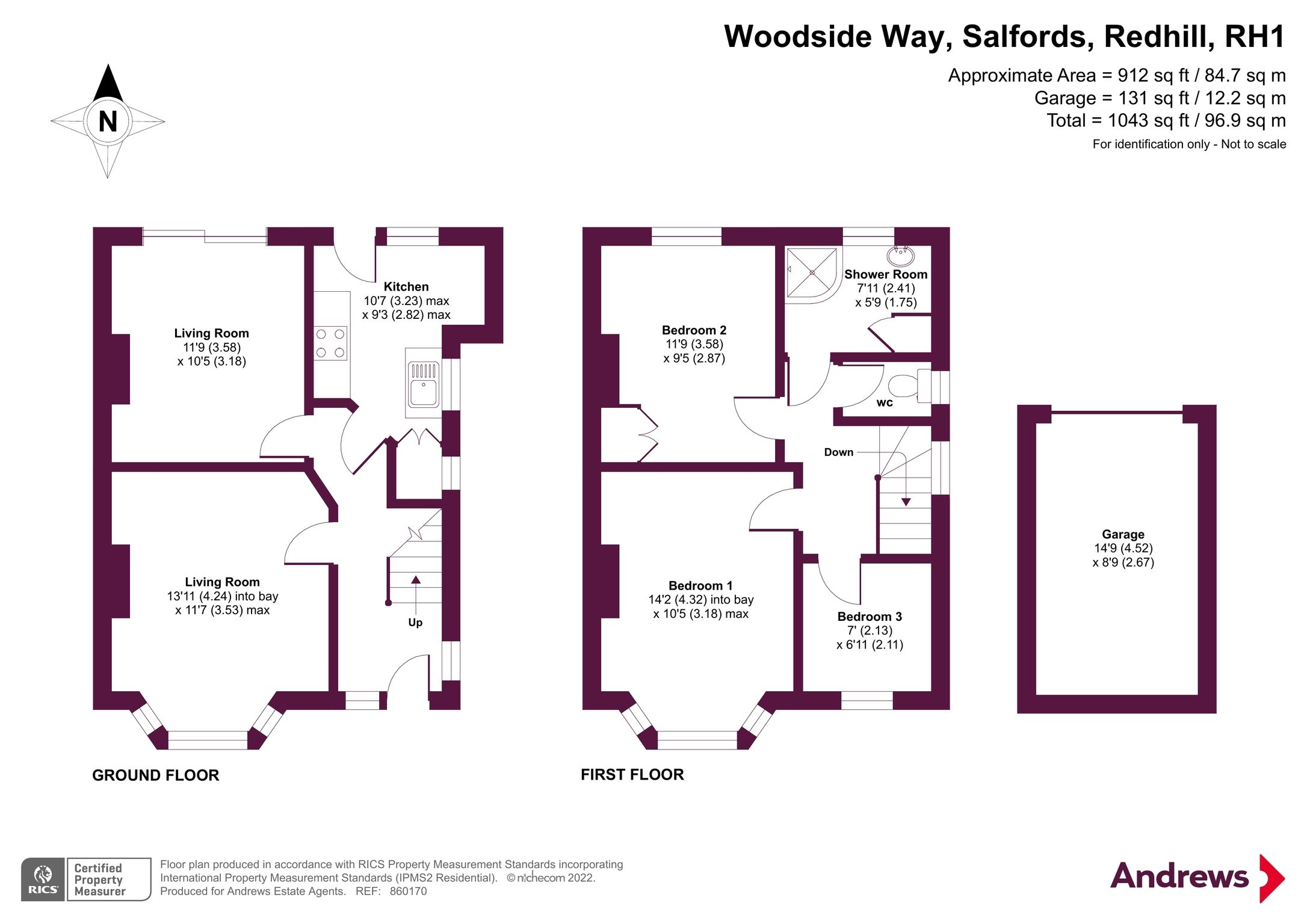 3 bed semidetached house for sale in Woodside Way, Salfords, Redhill