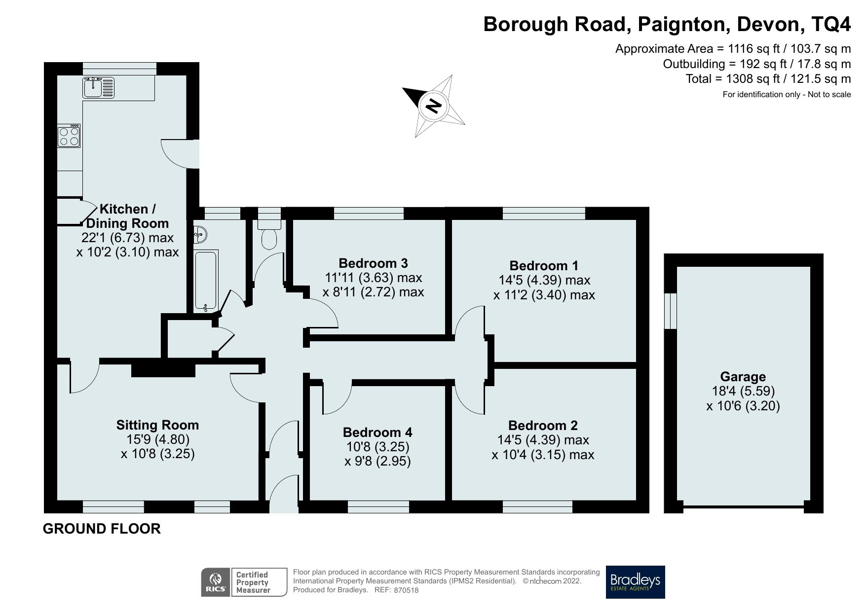 4 bed semidetached bungalow for sale in Borough Road, Paignton, Devon
