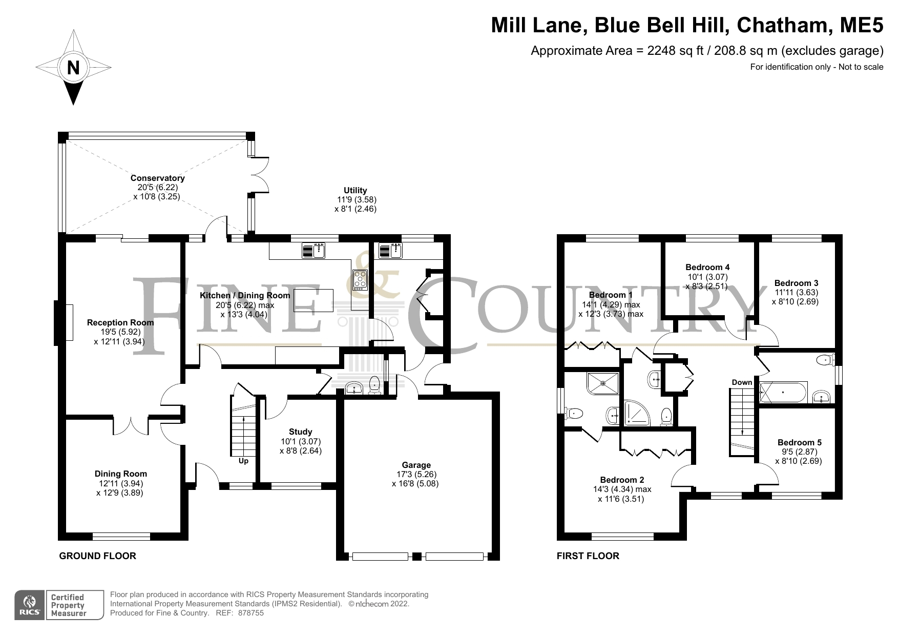 5 bed detached house for sale in Mill Lane, Blue Bell Hill, Chatham ME5