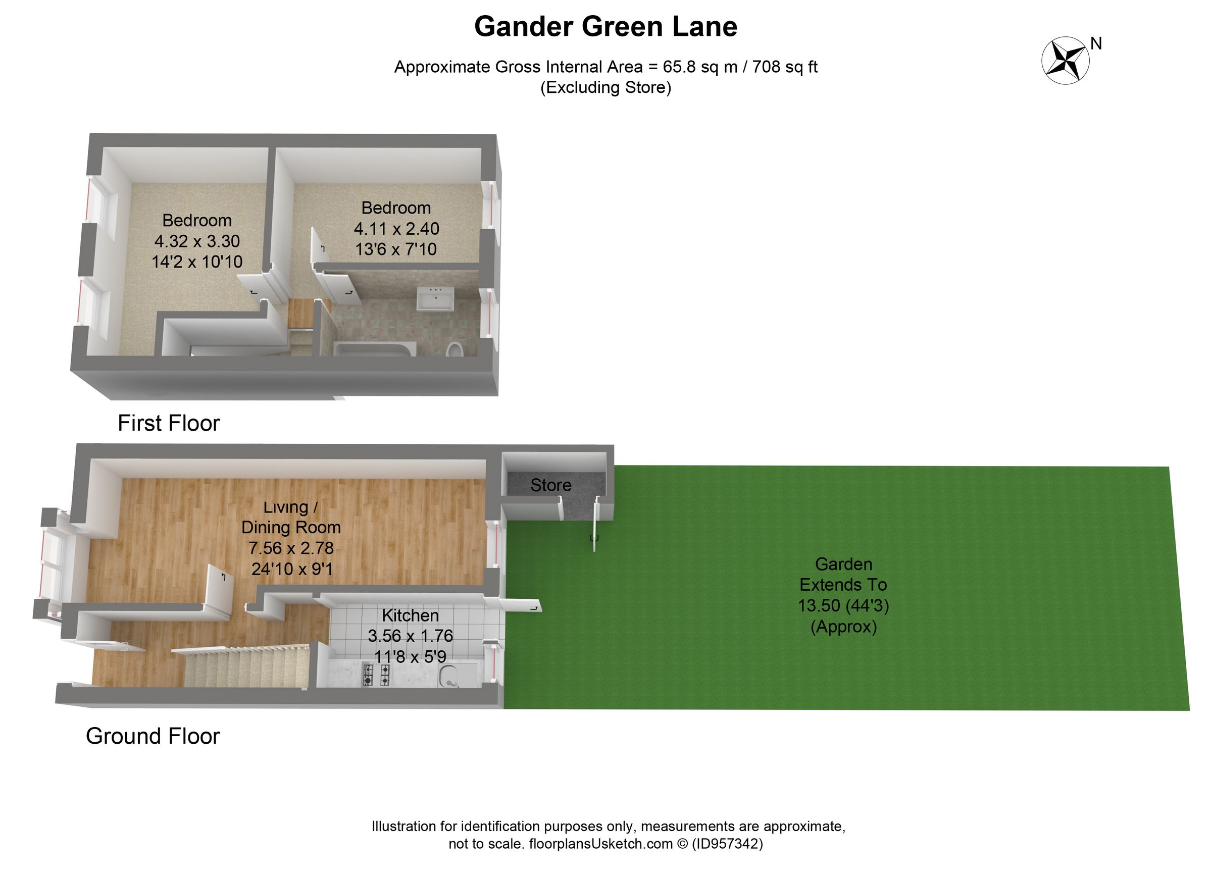 2 bed terraced house for sale in Gander Green Lane, Cheam, Sutton SM3