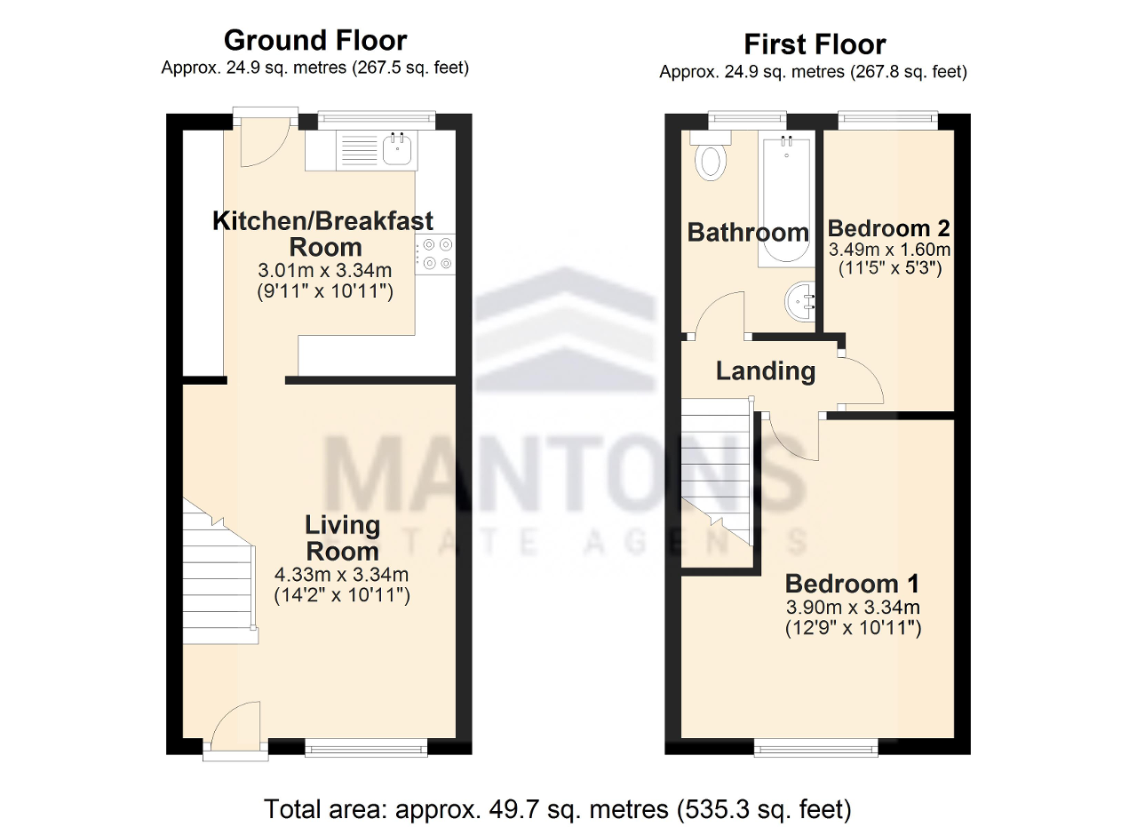2 bed terraced house to rent in Old School Gardens, Barton Le Clay