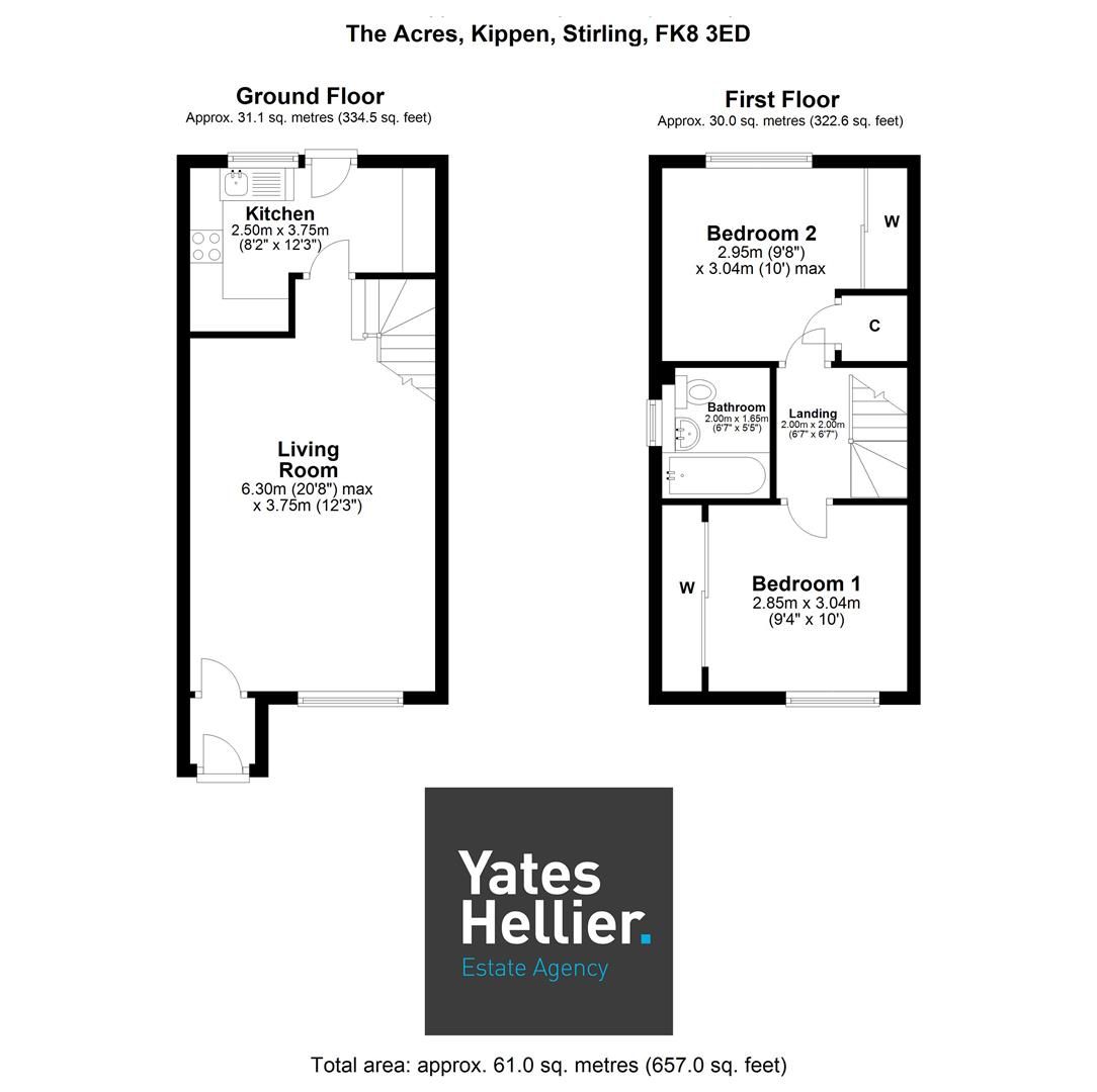 2 bed semidetached house for sale in The Acres, Kippen, Stirling FK8