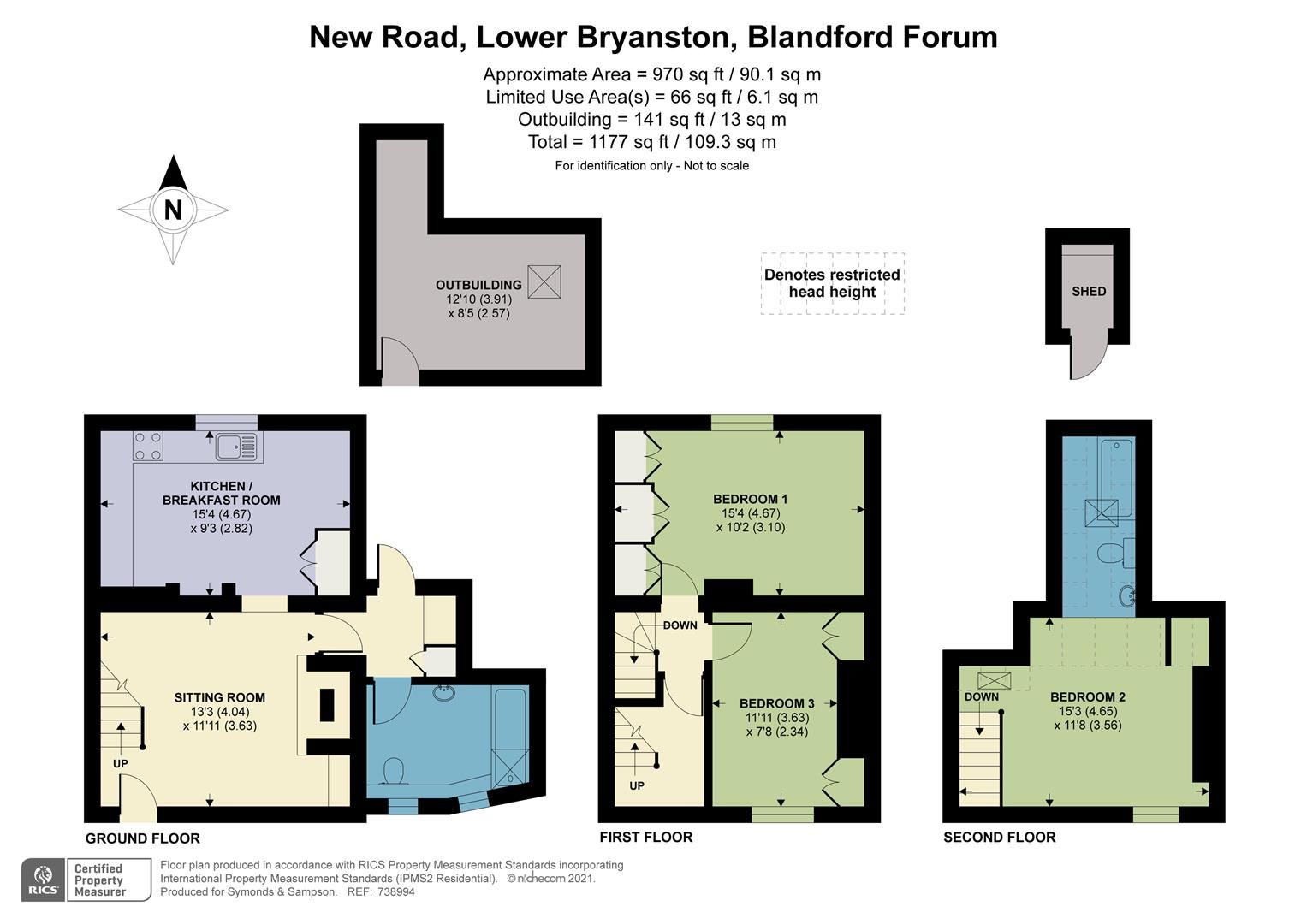 3 bed end terrace house for sale in New Road, Lower Bryanston