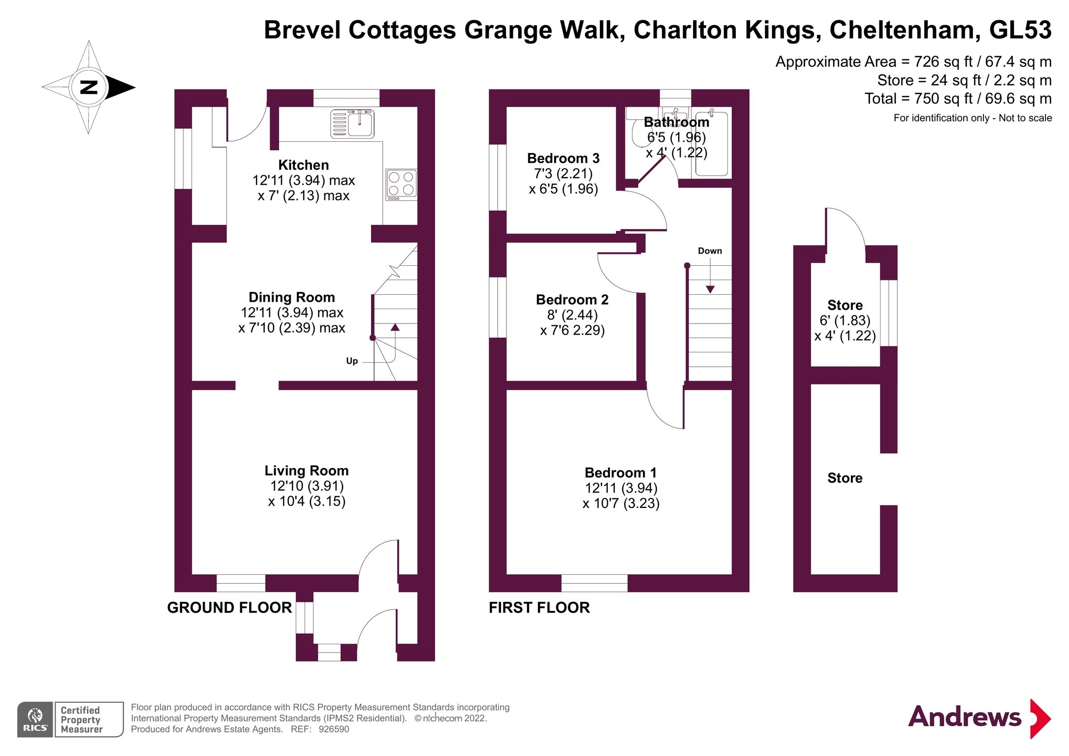 3 bed semidetached house for sale in Grange Walk, Charlton Kings, Cheltenham, Gloucestershire