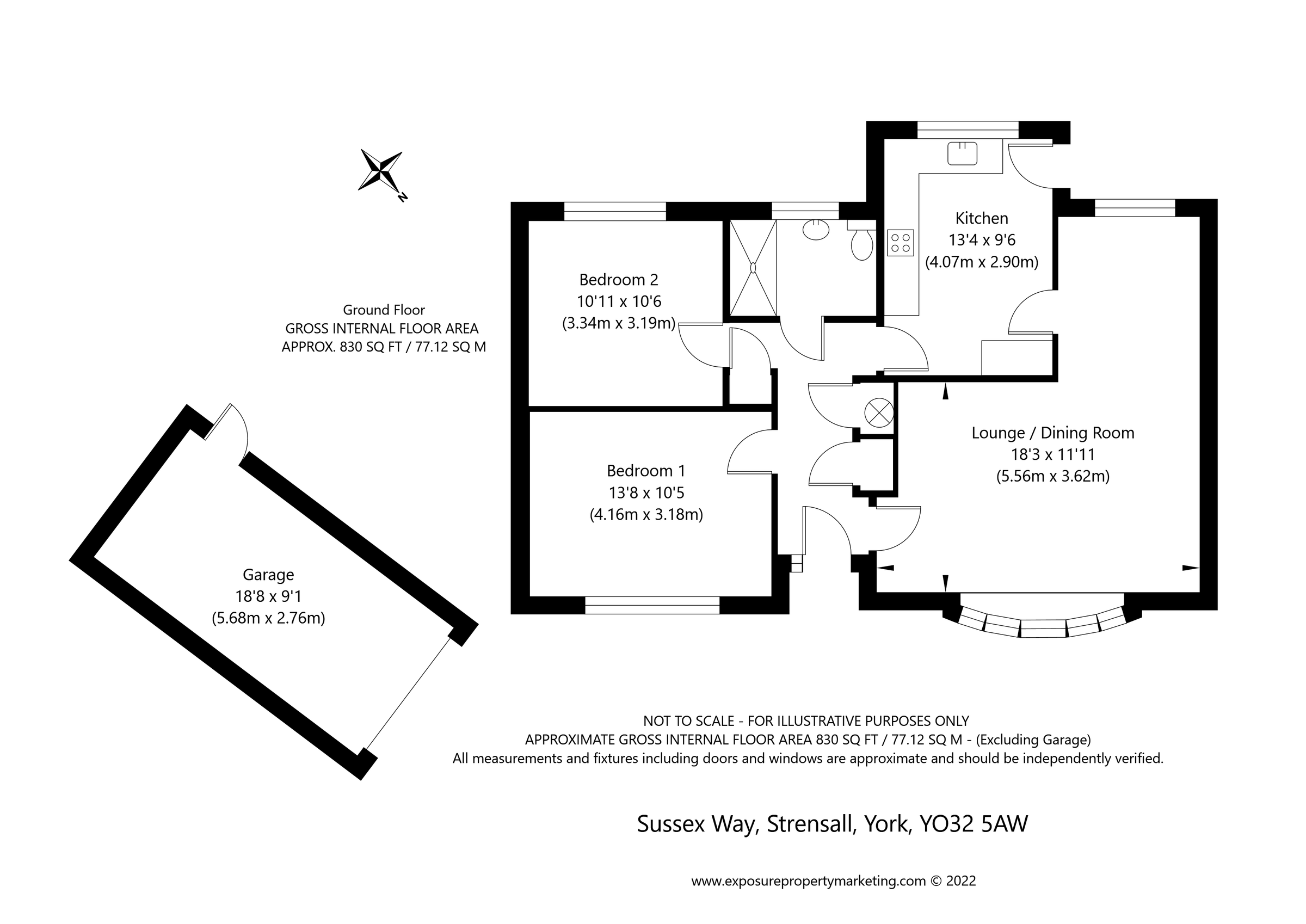 2 bed bungalow for sale in Sussex Way, Strensall, York, North Yorkshire