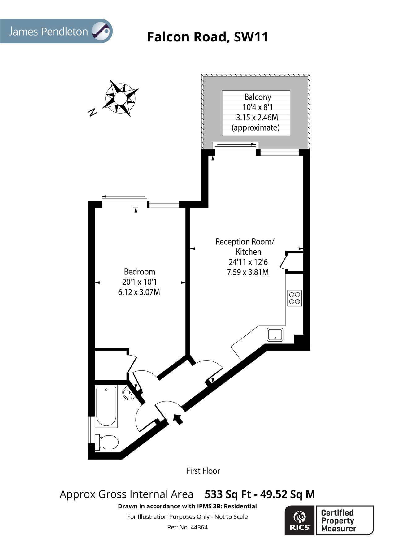1 bed flat for sale in Falcon Heights, 89 91 Falcon Road, Battersea
