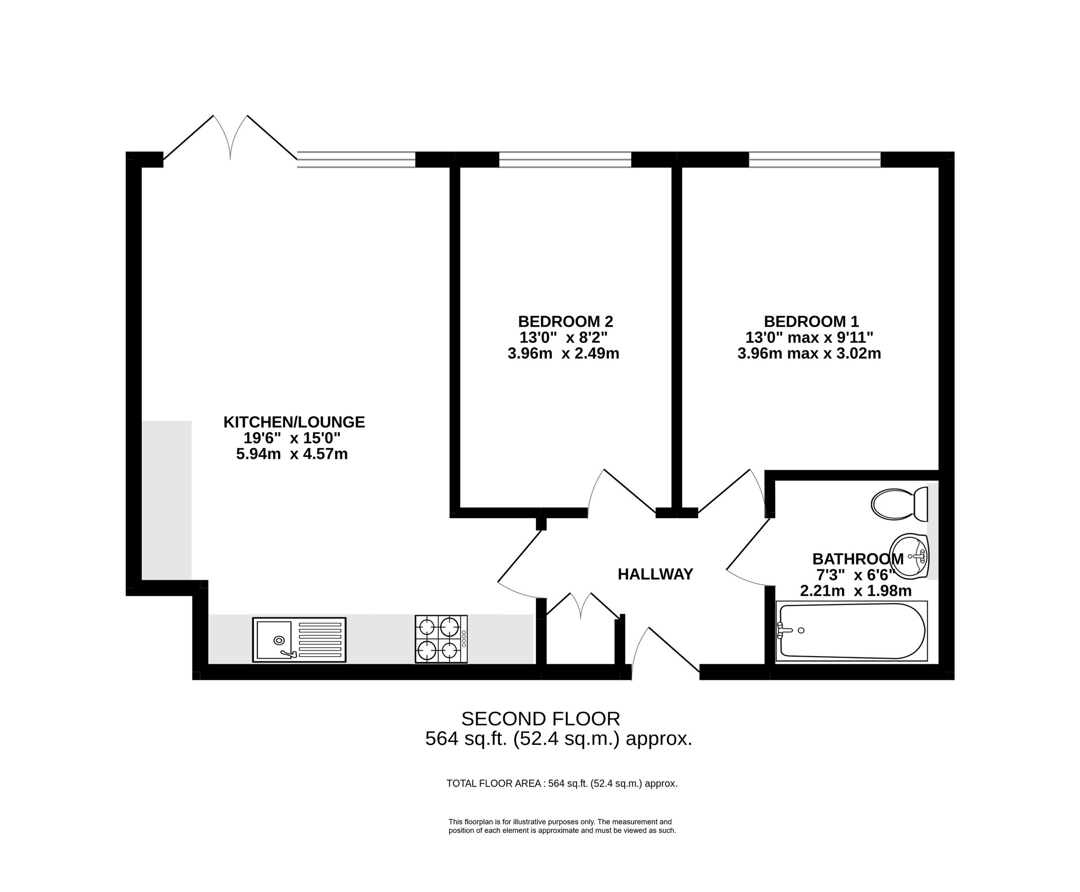2 bed flat for sale in Broadwater Road, Welwyn Garden City