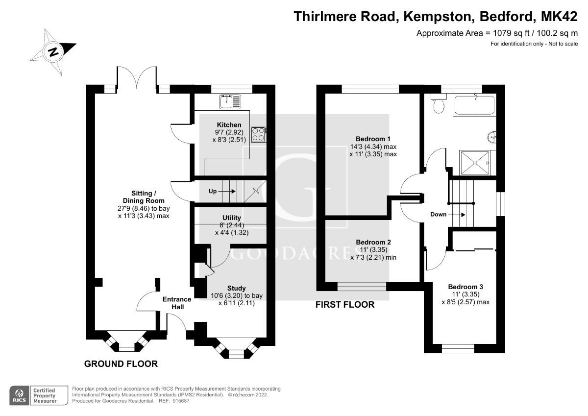3 bed semidetached house for sale in Thirlmere Road, Kempston, Bedford