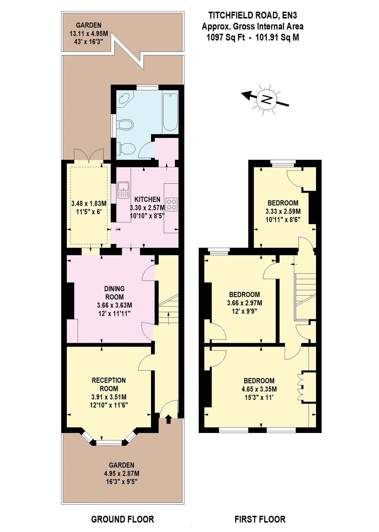 3 bed terraced house for sale in Titchfield Road, Enfield EN3 Zoopla