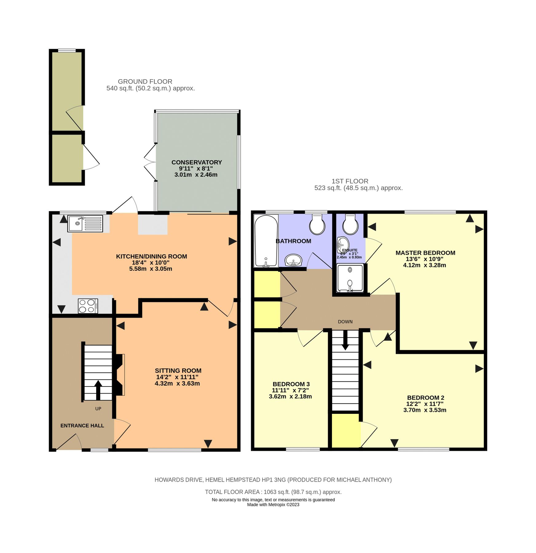 3 bed terraced house for sale in Howards Drive, Hemel Hempstead HP1 ...