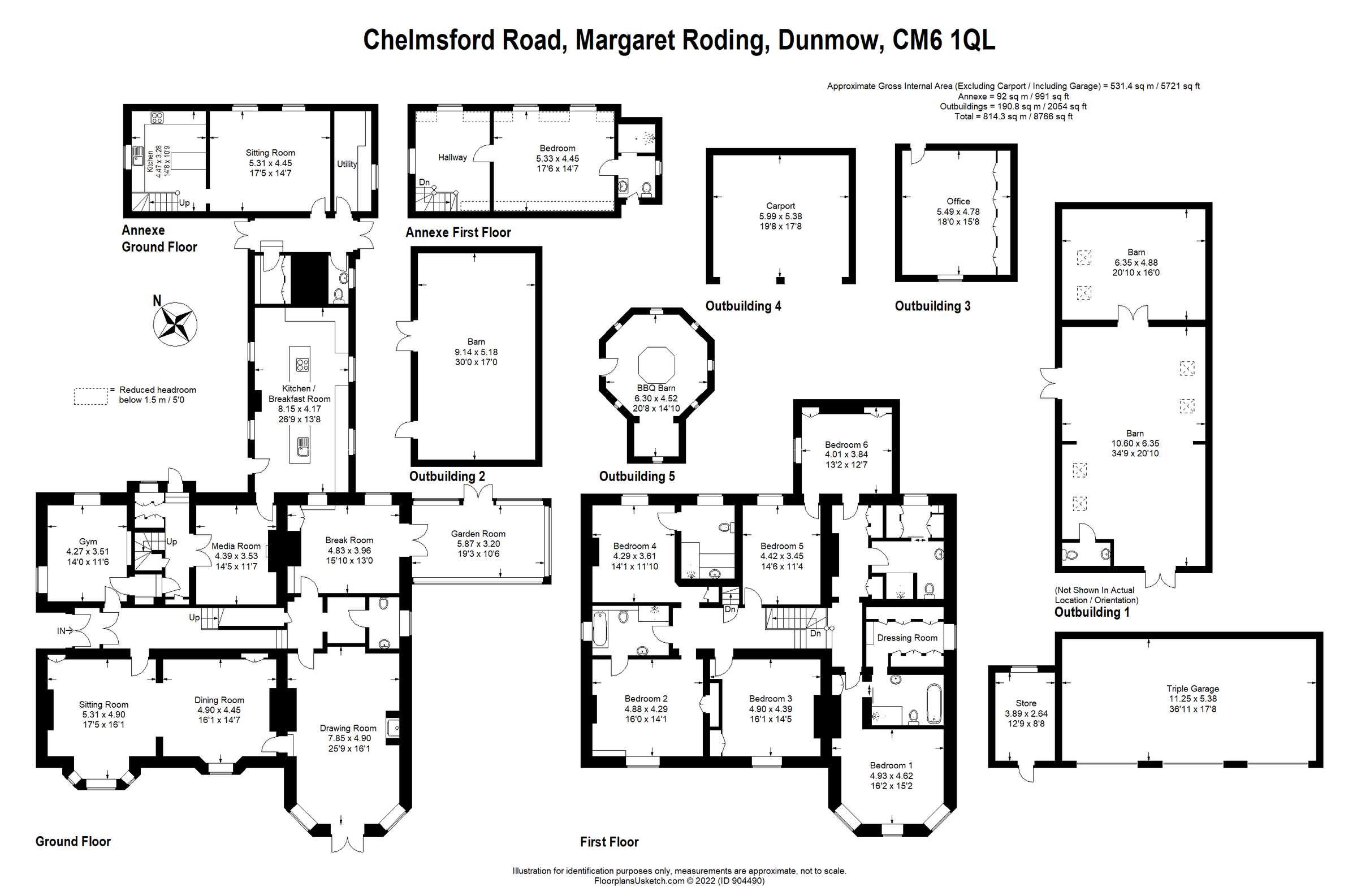 7 bed detached house for sale in Chelmsford Road, Margaret Roding