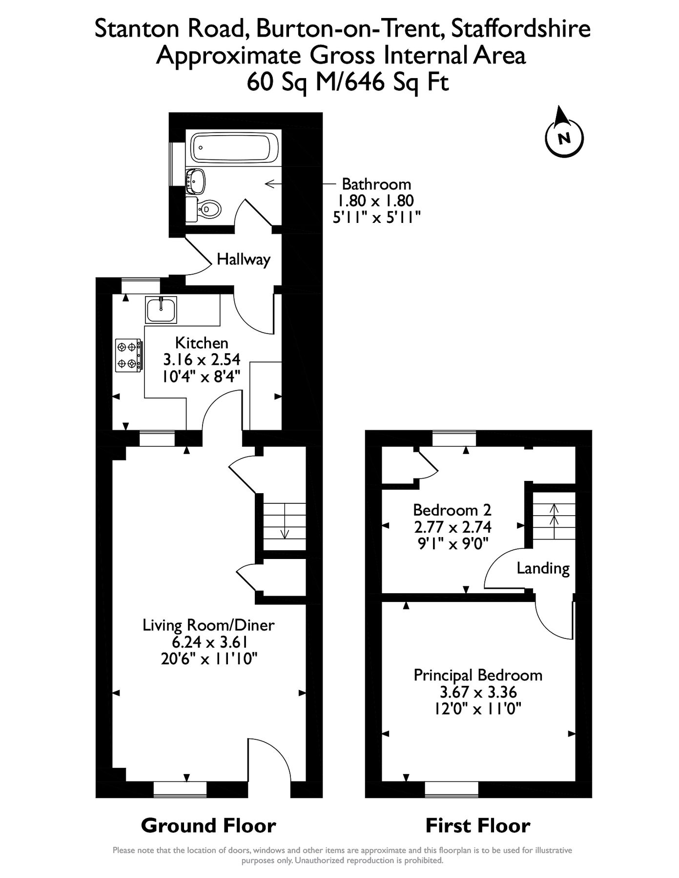 2 bed terraced house for sale in Stanton Road, BurtonOnTrent
