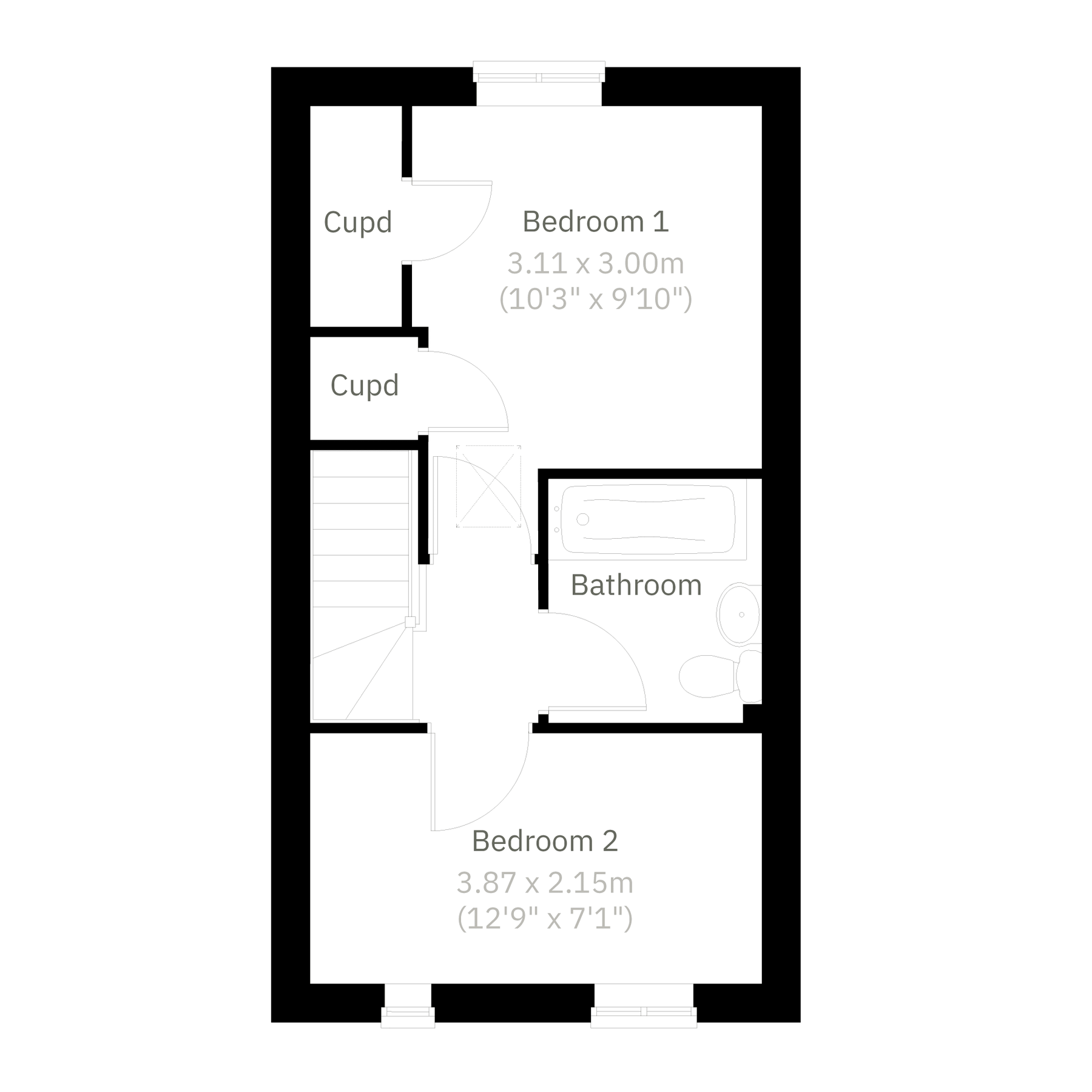 New home, 2 bed end terrace house for sale in "The Alnmouth" at Burwell