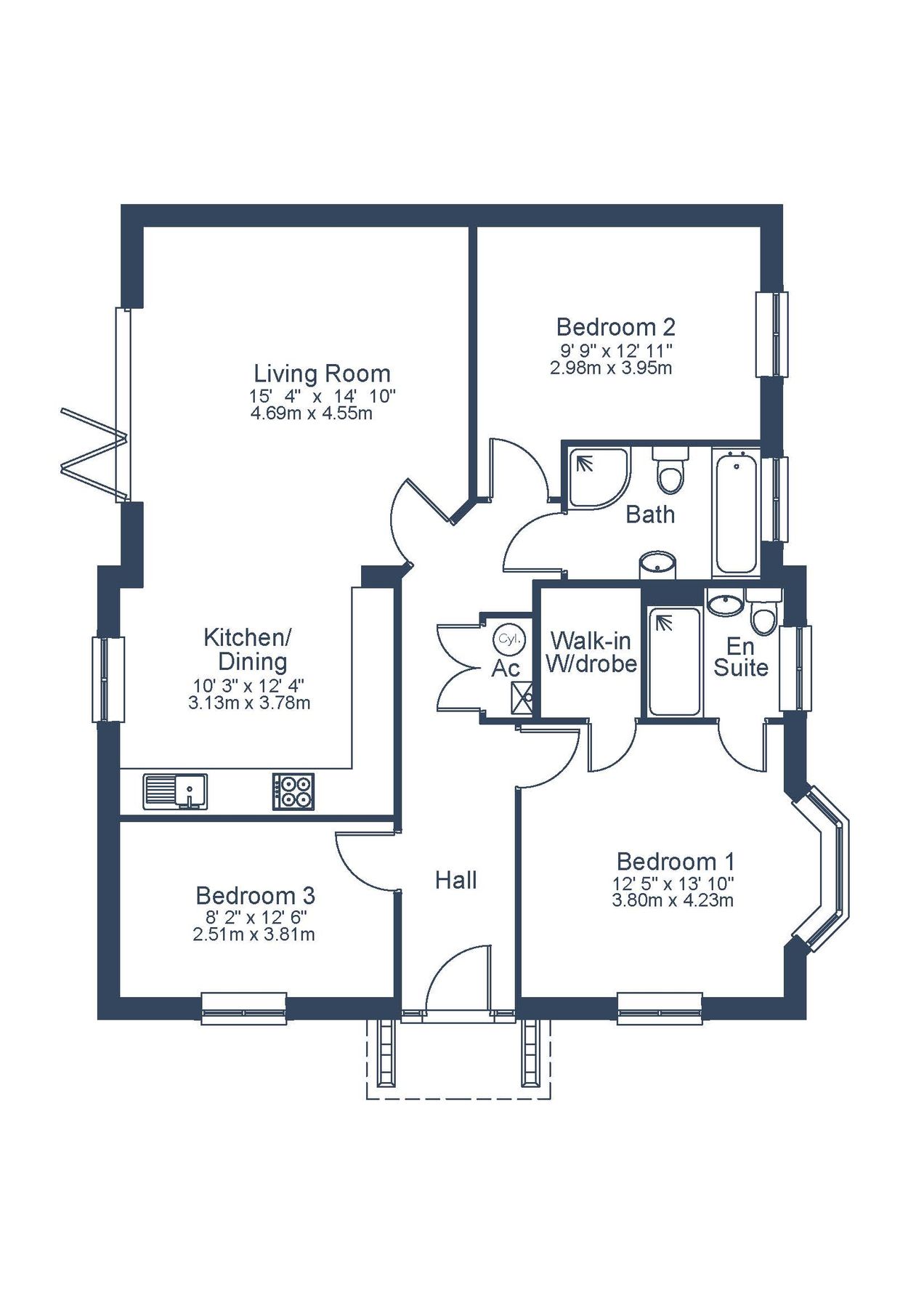 New home, 3 bed detached bungalow for sale in The Drift, Capel St. Mary
