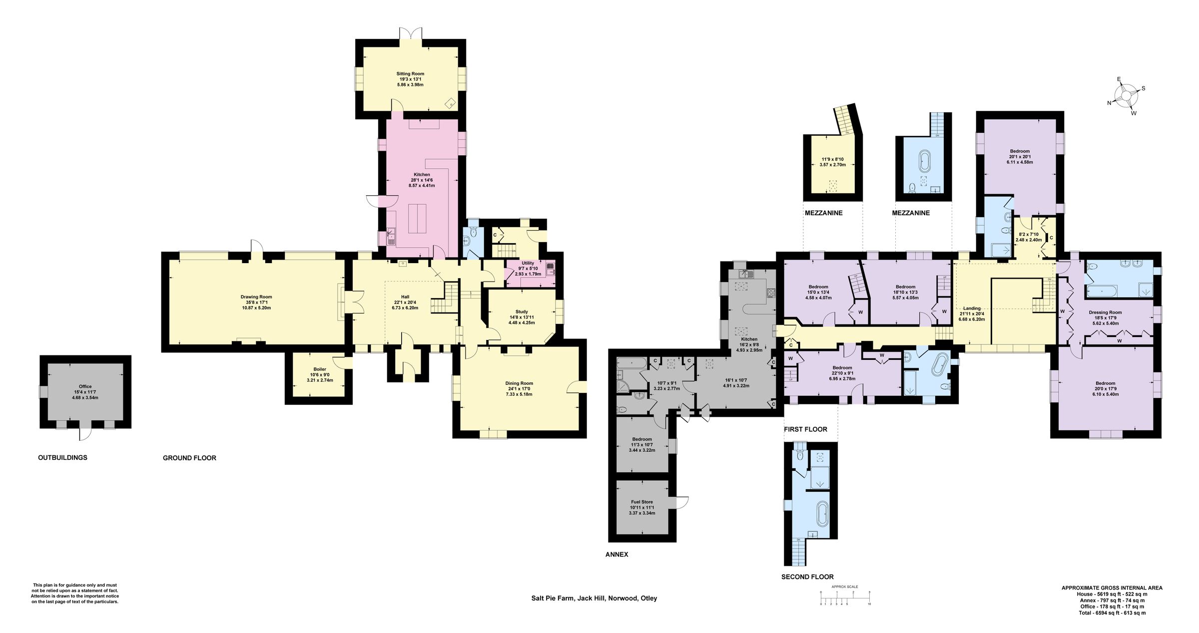 6 bed detached house for sale in Jack Hill, Norwood, Otley, North