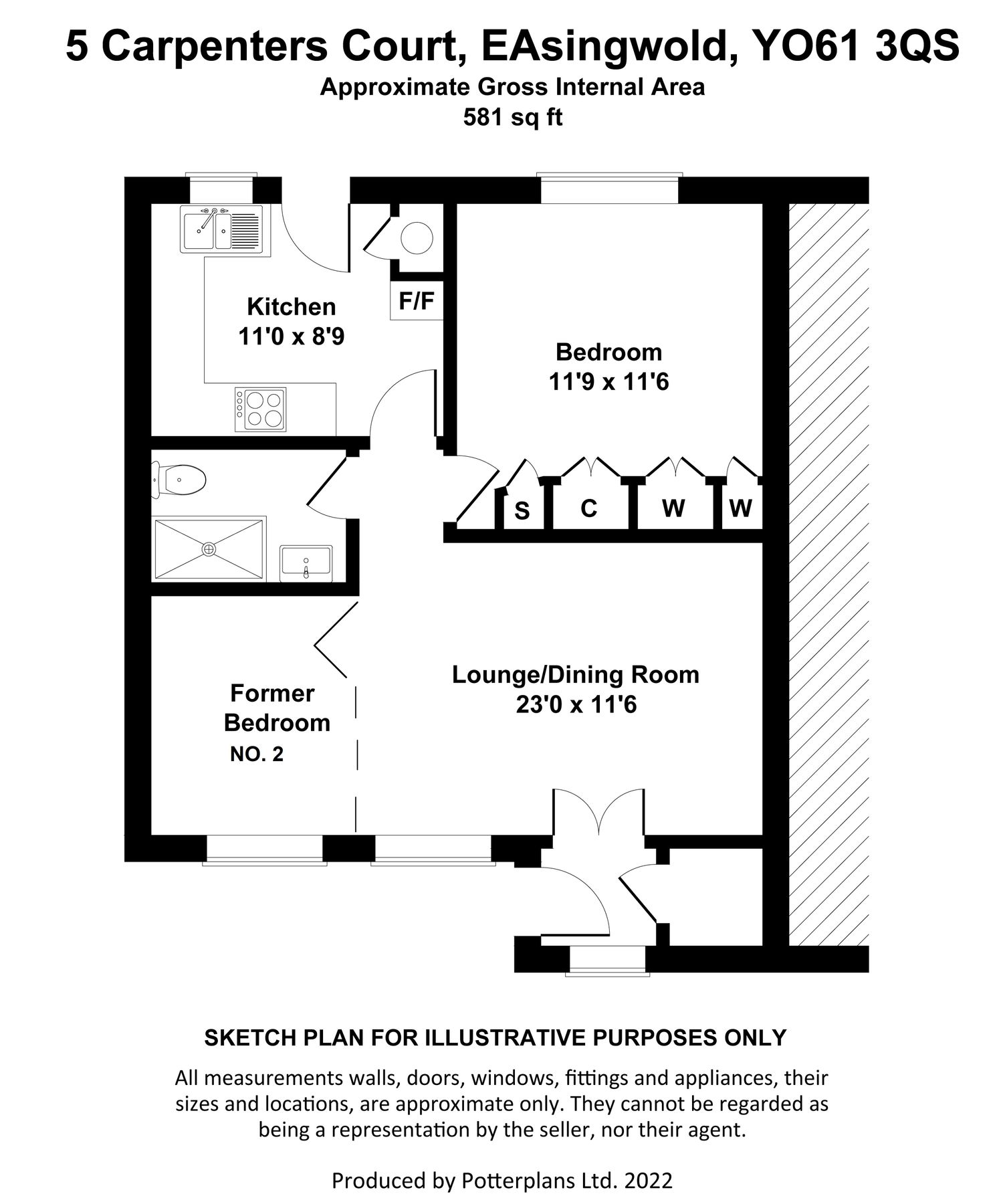 1 bed terraced bungalow for sale in Carpenters Court, Easingwold, York