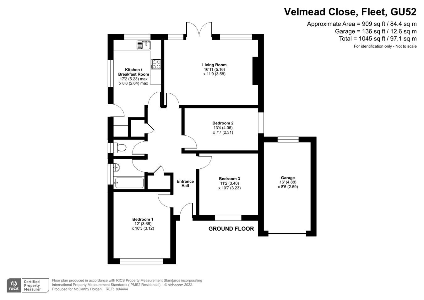 3 bed detached bungalow for sale in Velmead Close, Fleet GU52 Zoopla