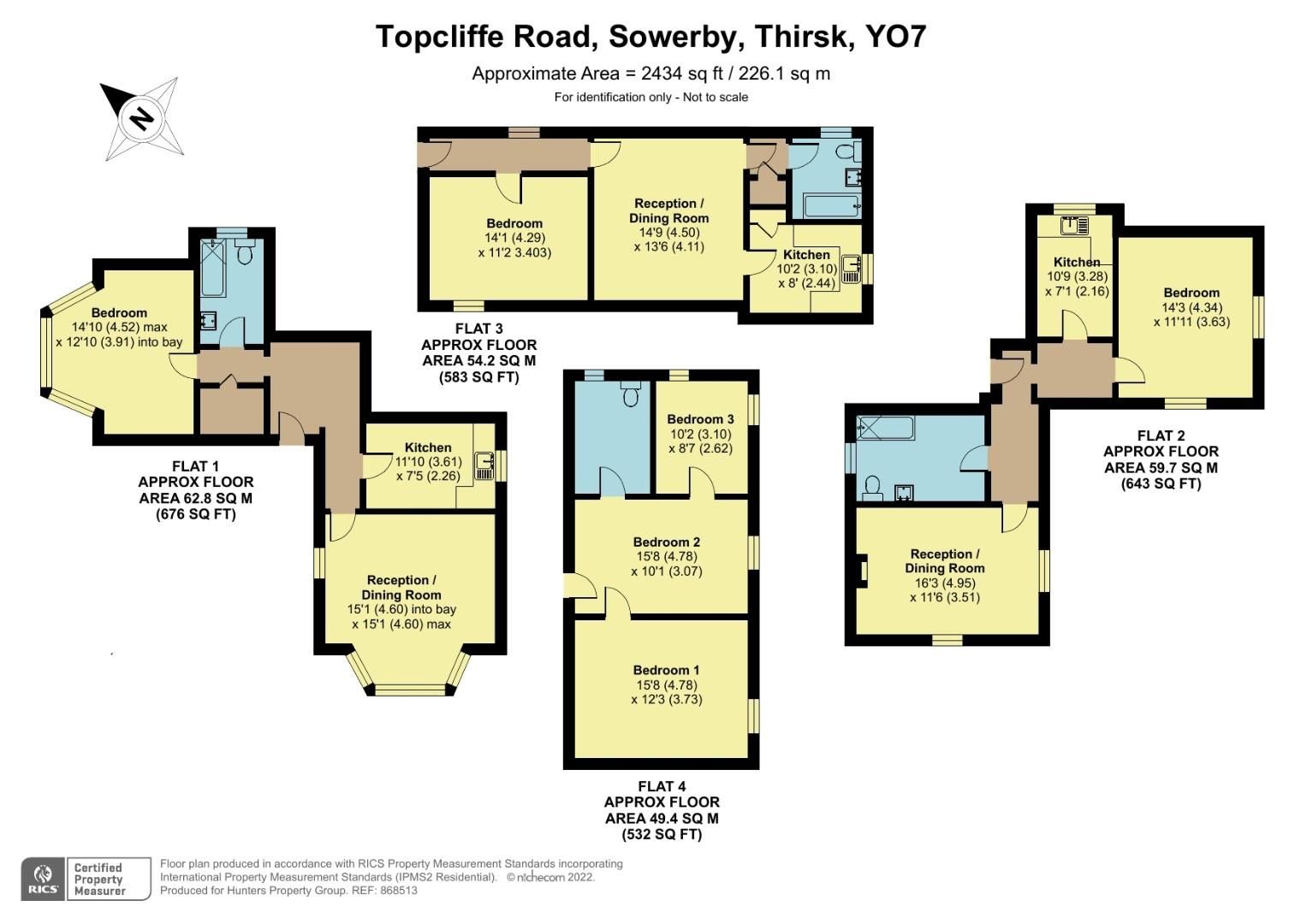 4 bed block of flats for sale in Mowbray House, Thirsk, North Yorkshire