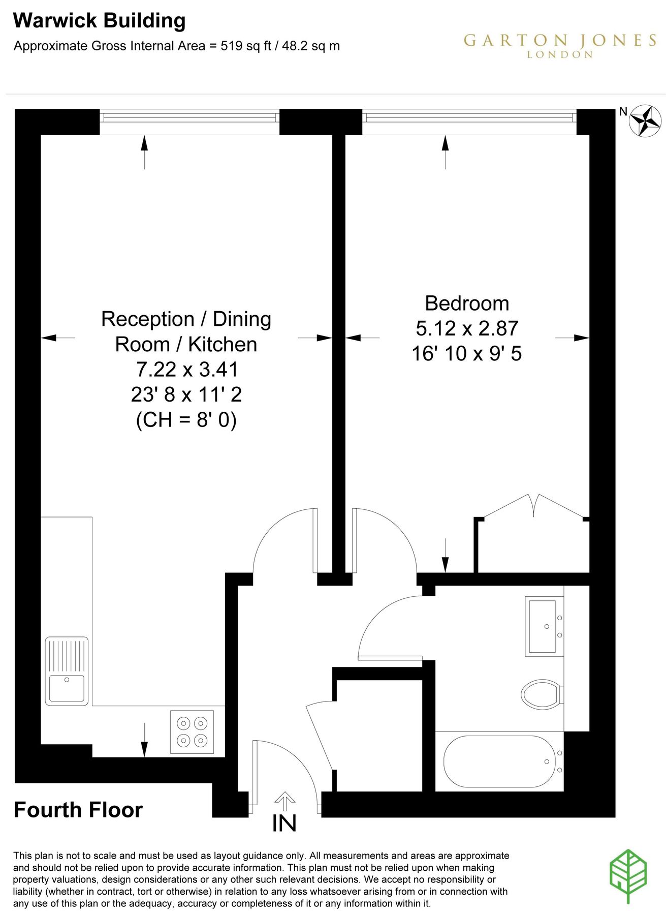 1 bed flat to rent in Warwick Building, 366 Queenstown Road, London