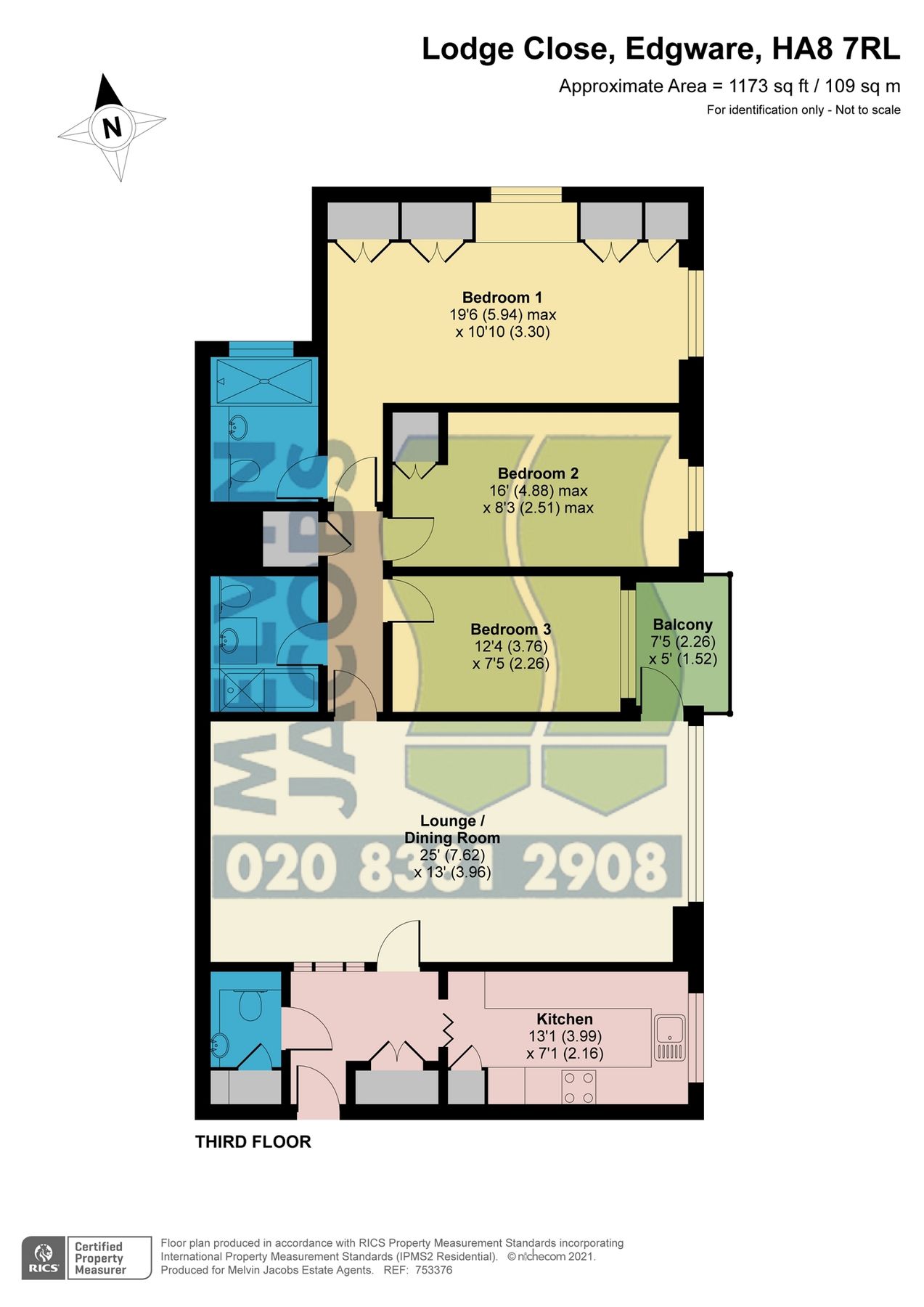 3 bed flat for sale in Lodge Close, Canons Drive, Edgware, Greater