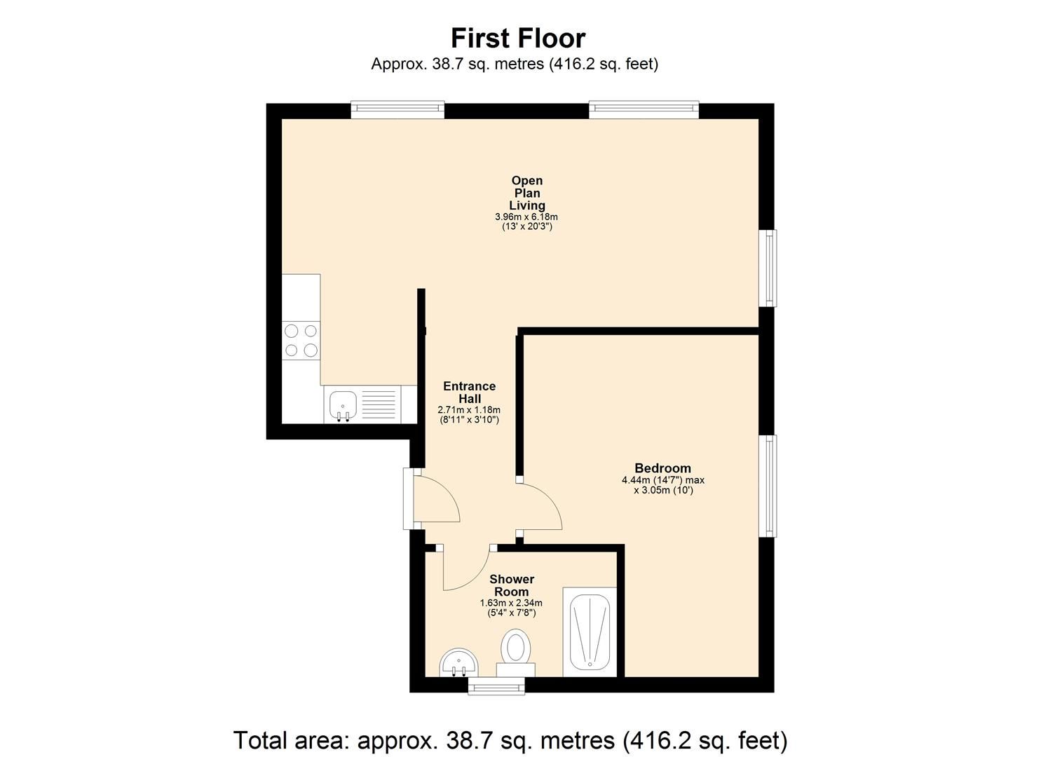 1 bed flat to rent in Brampton House, Old Hall Road, Chesterfield S40