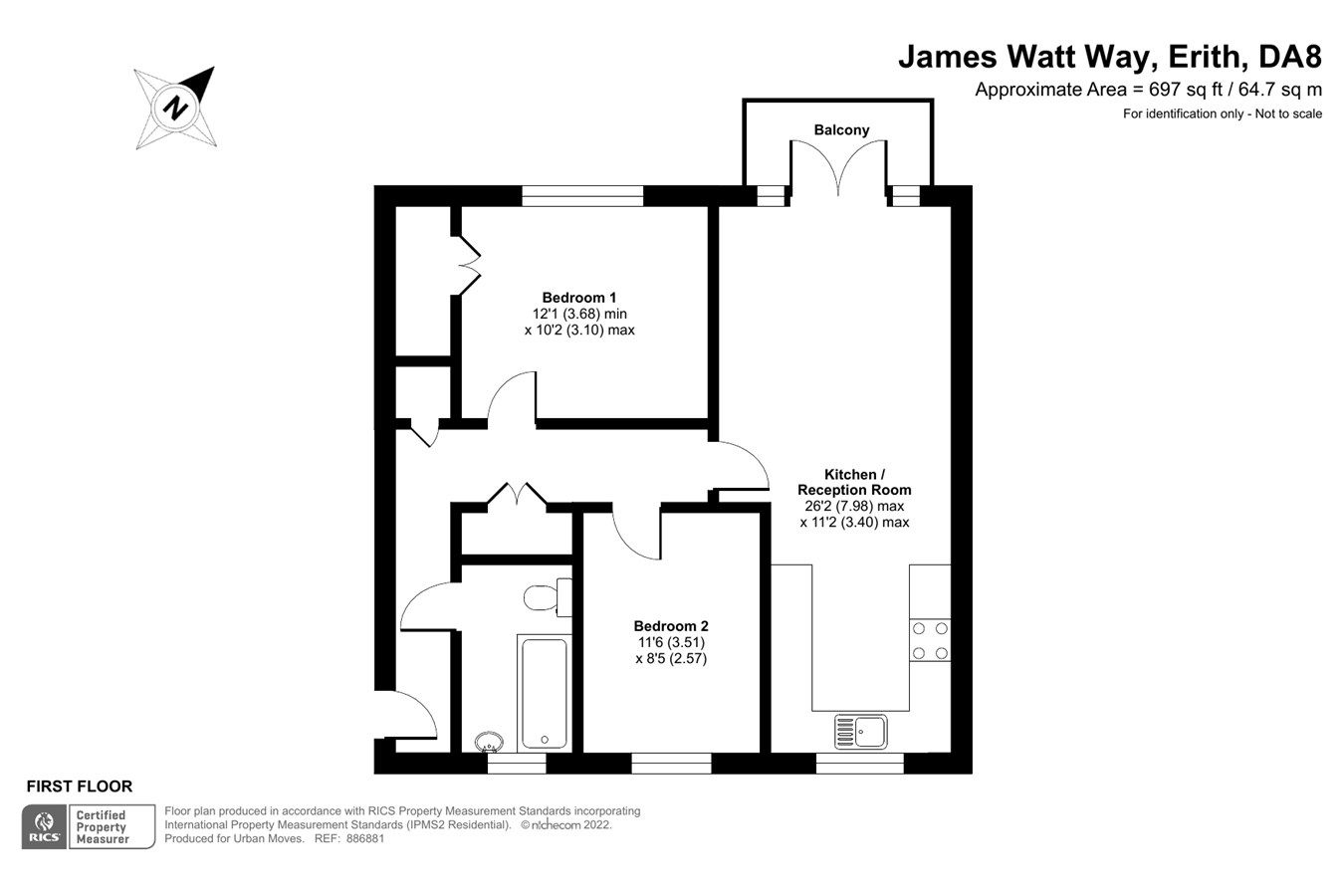 2 bed flat for sale in James Watt Way, Erith DA8 Zoopla