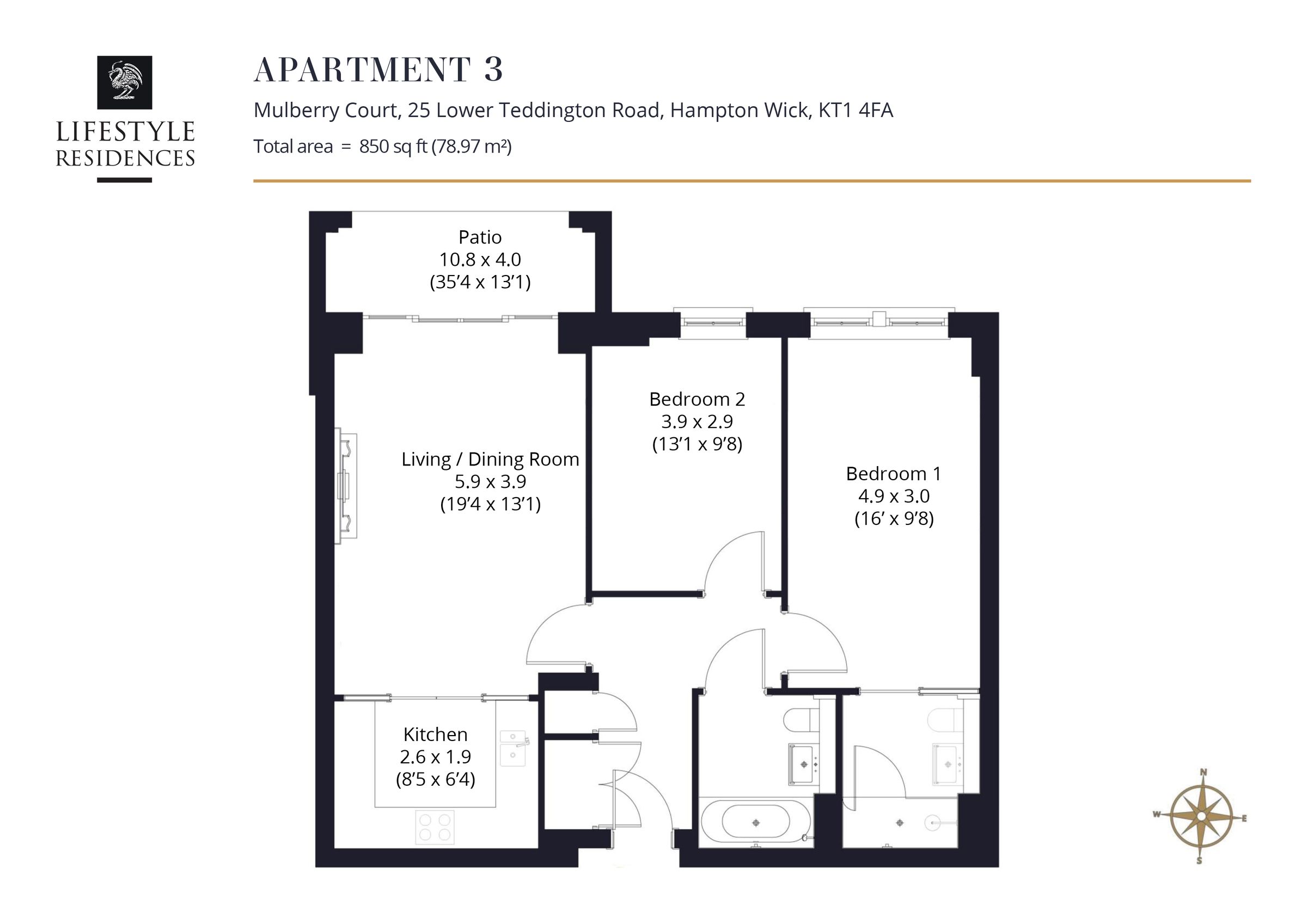 New home, 2 bed flat for sale in Lower Teddington Road, Hampton Wick