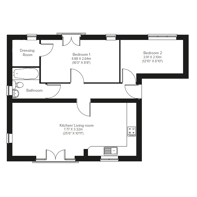New home, 2 bed flat for sale in "The Dunston" at Primrose Lane