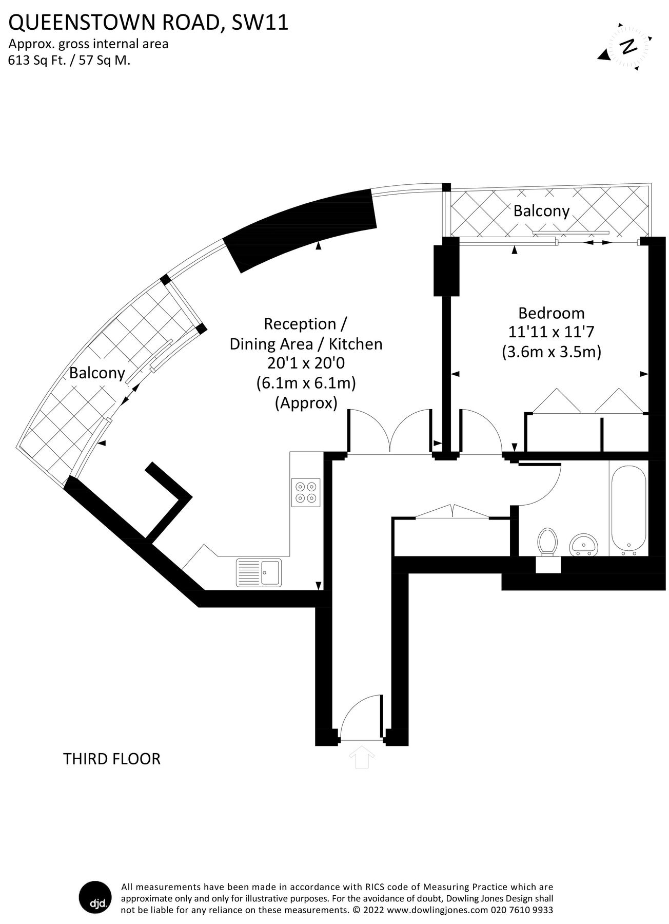 1 bed flat to rent in Flat 302 The Bridge Queenstown Road, London SW11