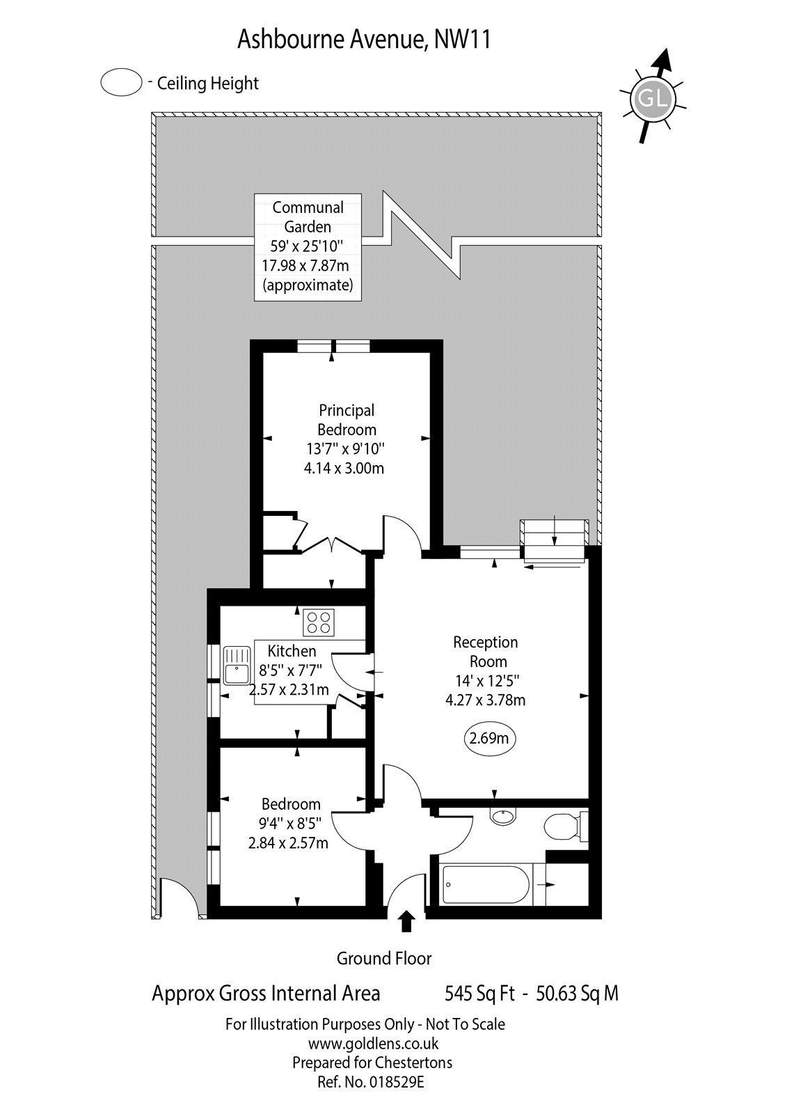 2 bed flat for sale in Ashbourne Avenue, Temple Fortune, London NW11