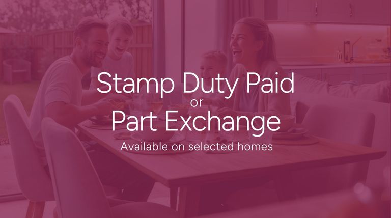 Property 2 of 10. A House Icon With A Pound Symbol Is Centered Above The Text "Stamp Duty Or Part Exchange" On A Deep