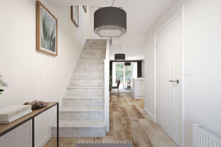 Property 2 of 11. A Welcoming Hallway Leading To The Open Plan Kitchen &amp; Dining Area