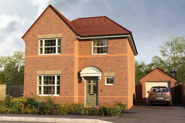 Property 1 of 10. A Two-Story Brick House With A Red Tile Roof