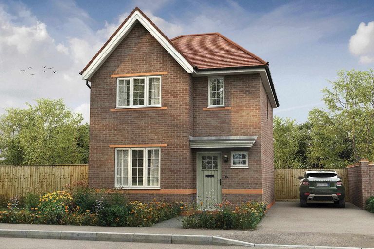 Property 2 of 10. A Modern Brick House With A Green Door Stands In The Foreground