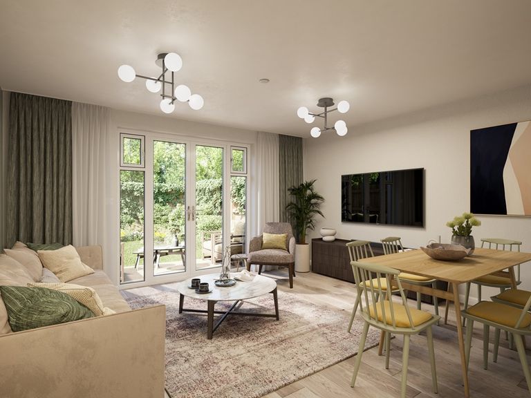 Property 3 of 9. The Living/ Dining Area Features Double Doors To The Garden