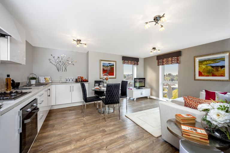 Property 2 of 5. Open-Plan Apartment Lounge And Kitchen Area