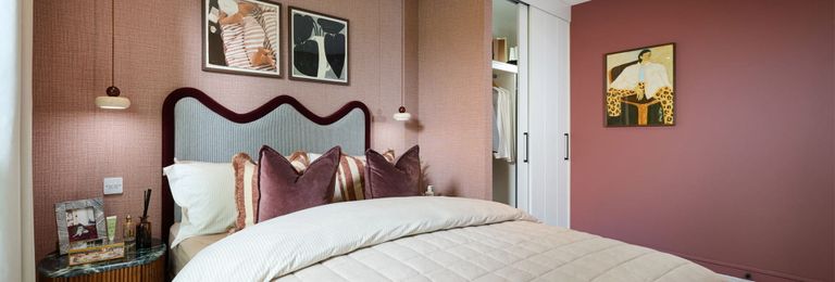 Property 3 of 4. Double Bed With Contemporary Design, Bedside Tables And Wall Hanging.