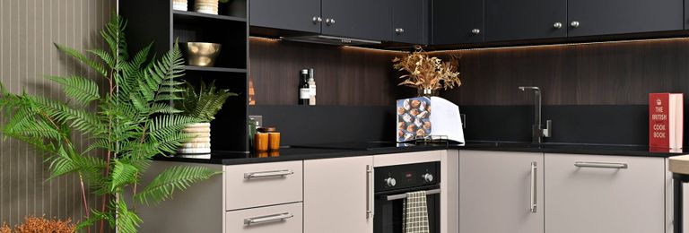 Property 2 of 5. Modern Designed Kitchenette With Beige And Slate Grey Palette