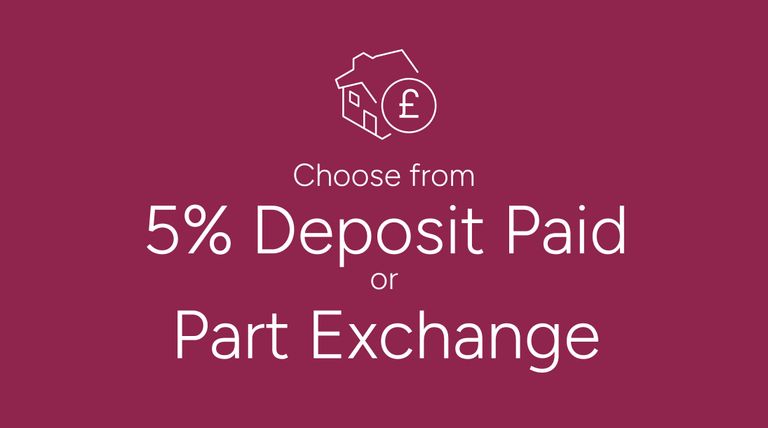 Property 2 of 10. A House Icon With A Pound Symbol Is Centered Above Text Offering A Choice Between "5% Deposit Paid"