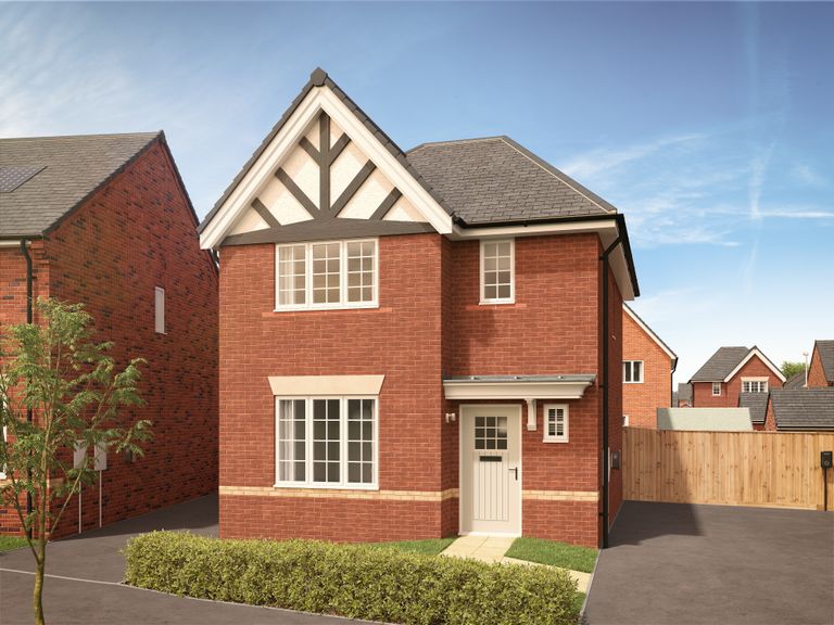 Property 1 of 8. A Red Brick House With White-Trimmed Windows And A White Door Stands In The Foreground