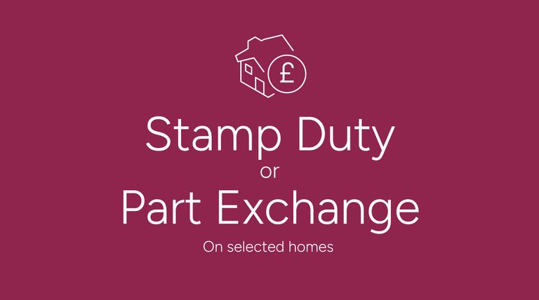 Property 2 of 10. A House Icon With A Pound Symbol Is Centered Above The Text "Stamp Duty Or Part Exchange" On A Deep