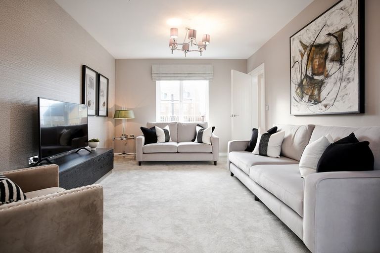 Property 3 of 10. A Blank Canvas Living Room Featuring A Balcony