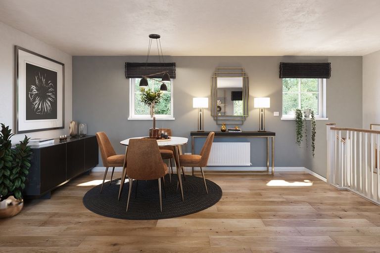 Property 3 of 5. Landing With Two Windows And A Dining Table