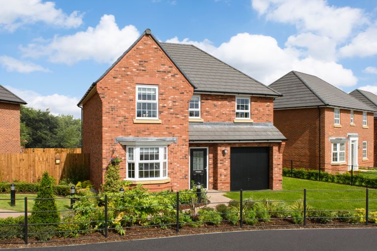 Property 1 of 10. External View Of Meriden Style Home With Bay-Fronted Lounge And Integral Garage