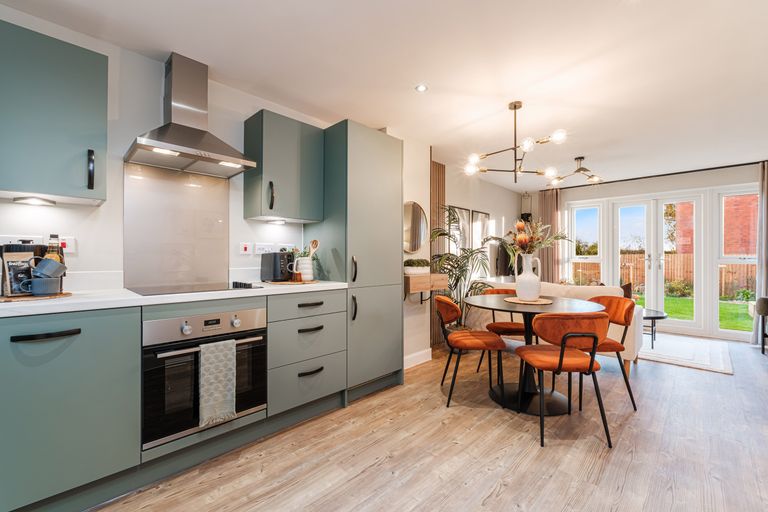 Property 2 of 6. Interior View Of The Open Plan Kitchen &amp; Dining In Our 2 Bed Denford Home