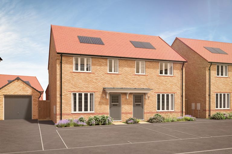 Property 1 of 10. A Modern, Two-Story Residential Building With A Red Tile Roof And Brick Exterior