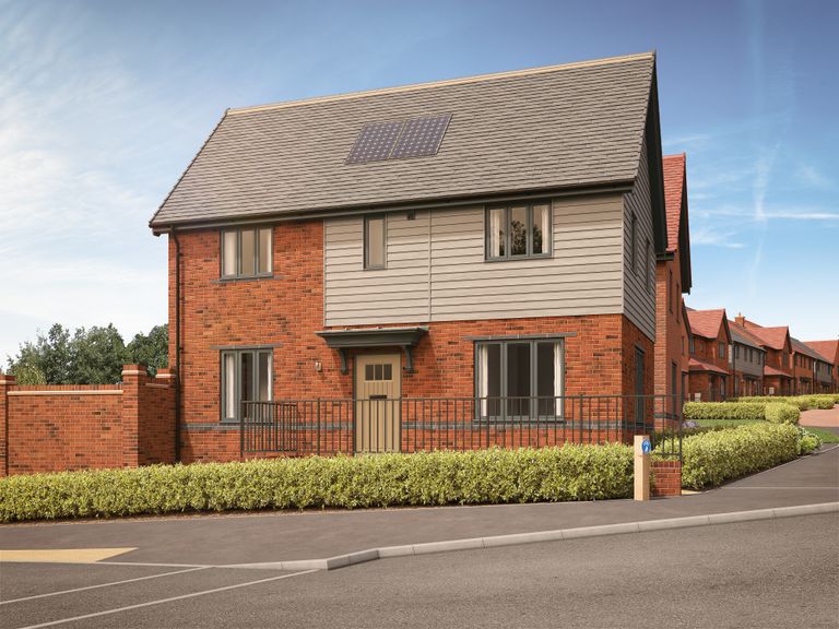 Property 1 of 10. A Modern Brick And Siding House With A Manicured Hedge In The Foreground Sits On A Street Lined With