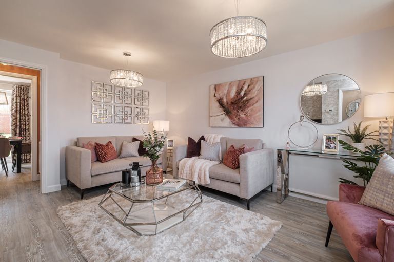 Property 3 of 9. Kennett Lounge With Cream And Pink Decor