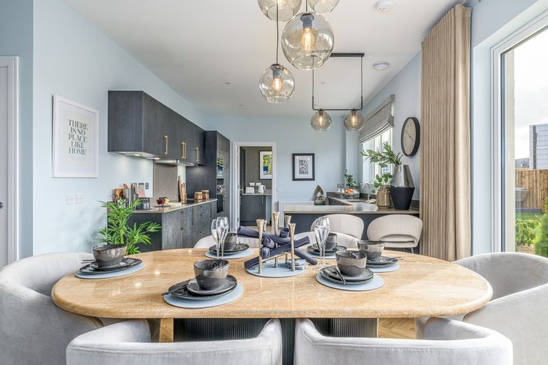 Property 3 of 13. 5 Bedroom Home For Sale | Kitchen, Dining And Family Area | cala Homes